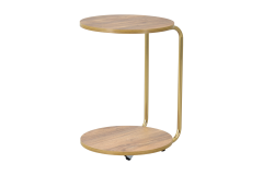 Vilinze Emr Çok Amaçlı Tekerlekli Gold Ayak C Sehpa Kestane