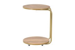 Vilinze Emr Çok Amaçlı Tekerlekli Gold Ayak C Sehpa Kestane