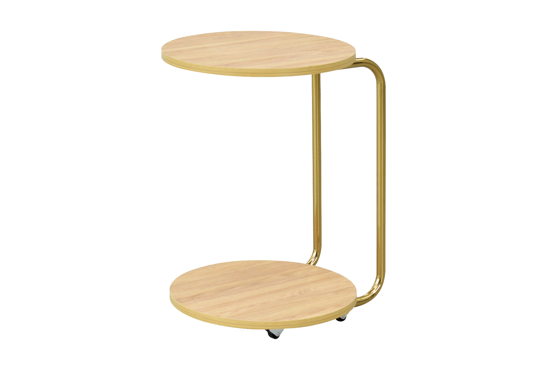 Vilinze Emr Çok Amaçlı Tekerlekli Gold Ayak C Sehpa Naturel