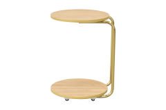 Vilinze Emr Çok Amaçlı Tekerlekli Gold Ayak C Sehpa Naturel