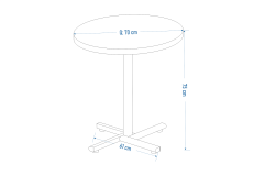 Payas Metal Ayak Mutfak Bahçe Balkon Bistro ve Cafe Masası 70x70 Cm Naturel - Siyah