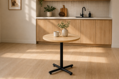 Payas Metal Ayak Mutfak Bahçe Balkon Bistro ve Cafe Masası 70x70 Cm Naturel - Siyah