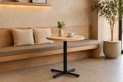 Payas Metal Ayak Mutfak Bahçe Balkon Bistro ve Cafe Masası 70x70 Cm Naturel - Siyah