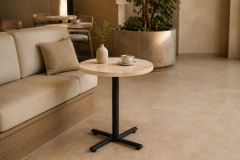 Payas Metal Ayak Mutfak Bahçe Balkon Bistro ve Cafe Masası 70x70 Cm Traverten - Siyah