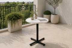 Payas Metal Ayak Mutfak Bahçe Balkon Bistro ve Cafe Masası 70x70 Cm Beyaz - Siyah