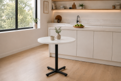 Payas Metal Ayak Mutfak Bahçe Balkon Bistro ve Cafe Masası 70x70 Cm Beyaz - Siyah