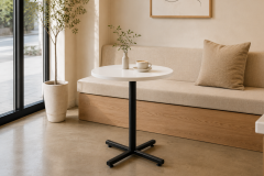 Payas Metal Ayak Mutfak Bahçe Balkon Bistro ve Cafe Masası 70x70 Cm Beyaz - Siyah