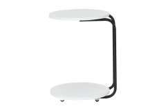 Vilinze Emr Çok Amaçlı Tekerlekli Siyah Ayak C Sehpa Beyaz