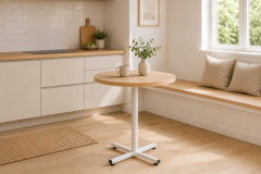 Payas Metal Ayak Mutfak Bahçe Balkon Bistro ve Cafe Masası 70x70 Cm Naturel - Beyaz