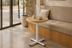 Payas Metal Ayak Mutfak Bahçe Balkon Bistro ve Cafe Masası 70x70 Cm Naturel - Beyaz