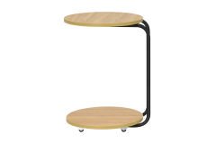 Vilinze Emr Çok Amaçlı Tekerlekli Siyah Ayak C Sehpa Naturel