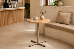 Payas Metal Ayak Mutfak Bahçe Balkon Bistro ve Cafe Masası 70x70 Cm Naturel - Vizon