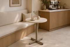 Payas Metal Ayak Mutfak Bahçe Balkon Bistro ve Cafe Masası 70x70 Cm Traverten - Vizon