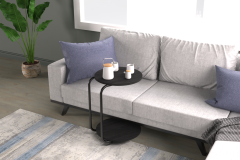 Emr Çok Amaçlı Tekerlekli Siyah Ayak C Sehpa Siyah