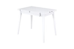 Avanos Ahşap Ayaklı Katlanır Kanatlı Mdf Mutfak Masası - 60x90+60 (90x120) cm Beyaz - Beyaz