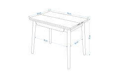 Avanos Ahşap Ayaklı Katlanır Kanatlı Mdf Mutfak Masası - 60x90+60 (90x120) cm Beyaz - Naturel