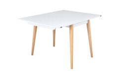 Avanos Ahşap Ayaklı Katlanır Kanatlı Mdf Mutfak Masası - 60x90+60 (90x120) cm Beyaz - Naturel