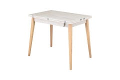 Avanos Ahşap Ayaklı Katlanır Kanatlı Mdf Mutfak Masası - 60x90+60 (90x120) cm Traverten - Naturel