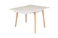 Avanos Ahşap Ayaklı Katlanır Kanatlı Mdf Mutfak Masası - 60x90+60 (90x120) cm Traverten - Naturel