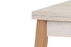Avanos Ahşap Ayaklı Katlanır Kanatlı Mdf Mutfak Masası - 60x90+60 (90x120) cm Traverten - Naturel