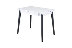 Avanos Ahşap Ayaklı Katlanır Kanatlı Mdf Mutfak Masası - 60x90+60 (90x120) cm Beyaz - Siyah