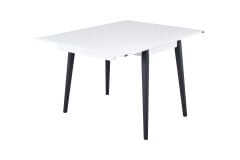Avanos Ahşap Ayaklı Katlanır Kanatlı Mdf Mutfak Masası - 60x90+60 (90x120) cm Beyaz - Siyah