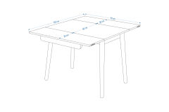 Avanos Ahşap Ayaklı Katlanır Kanatlı Mdf Mutfak Masası - 60x90+60 (90x120) cm Beyaz - Siyah