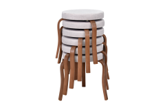 Vilinze Ege Kestane Ahşap Ayak İstiflenebilir Mutfak-Balkon Taburesi 6 Adet - Krem