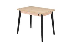 Avanos Ahşap Ayaklı Katlanır Kanatlı Mdf Mutfak Masası - 60x90+60 (90x120) cm Naturel - Siyah