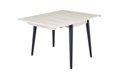 Avanos Ahşap Ayaklı Katlanır Kanatlı Mdf Mutfak Masası - 60x90+60 (90x120) cm Traverten - Siyah