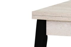 Avanos Ahşap Ayaklı Katlanır Kanatlı Mdf Mutfak Masası - 60x90+60 (90x120) cm Traverten - Siyah