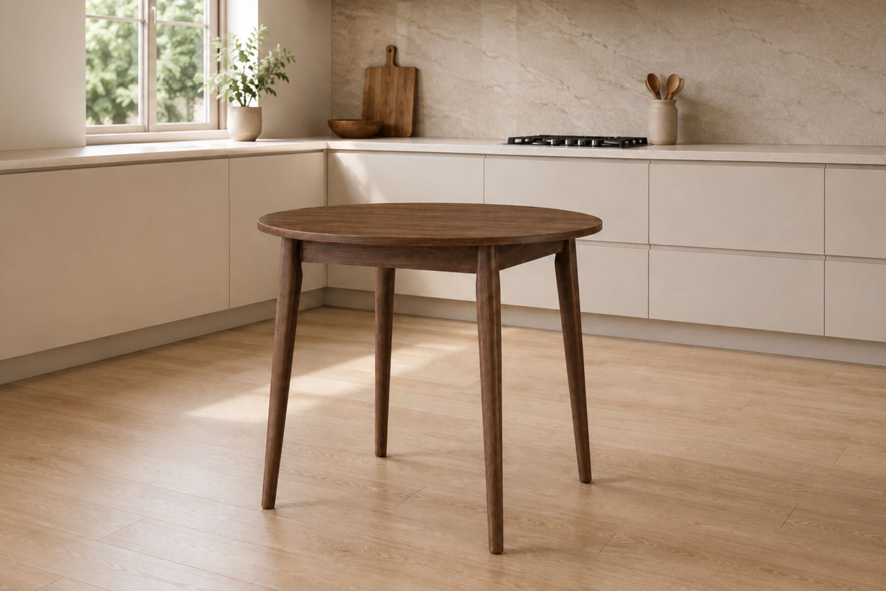 Vilinze Avanos Yuvarlak Sabit Mdf Mutfak Masası - Q90 Cm Ceviz - Ceviz