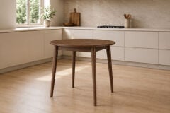 Vilinze Avanos Yuvarlak Sabit Mdf Mutfak Masası - Q90 Cm Ceviz - Ceviz