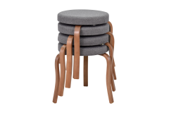 Vilinze Ege Teddy Kestane Ahşap Ayak İstiflenebilir Mutfak-Balkon Taburesi