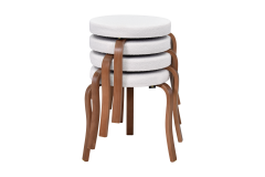 Vilinze Ege Teddy Kestane Ahşap Ayak İstiflenebilir Mutfak-Balkon Taburesi