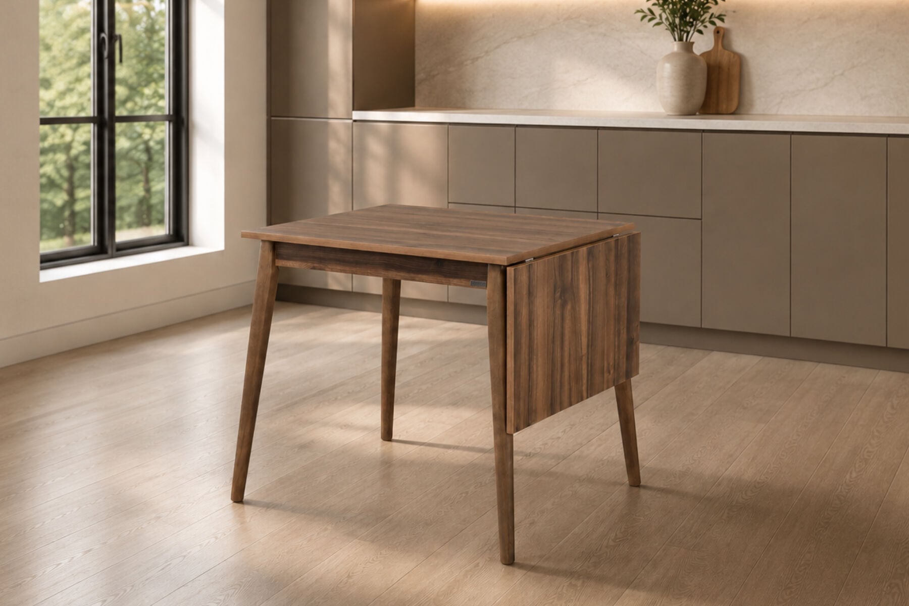 Vilinze Avanos Katlanır Mdf Ahşap Mutfak Masası - 70x80 cm (70x120 cm) Ceviz - Ceviz