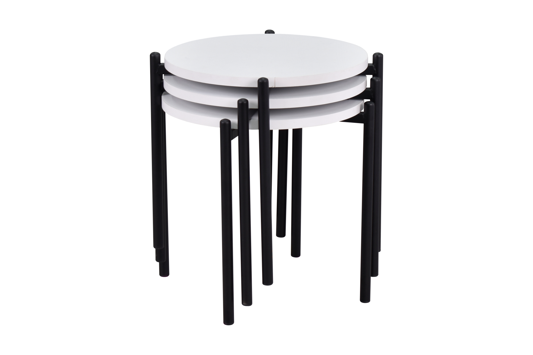 Vilinze Ay Siyah Metal Ayak Zigon Sehpa Beyaz - 3 Adet