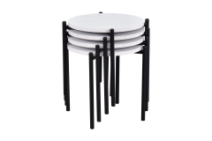 Vilinze Ay Siyah Metal Ayak Zigon Sehpa Beyaz - 4 Adet