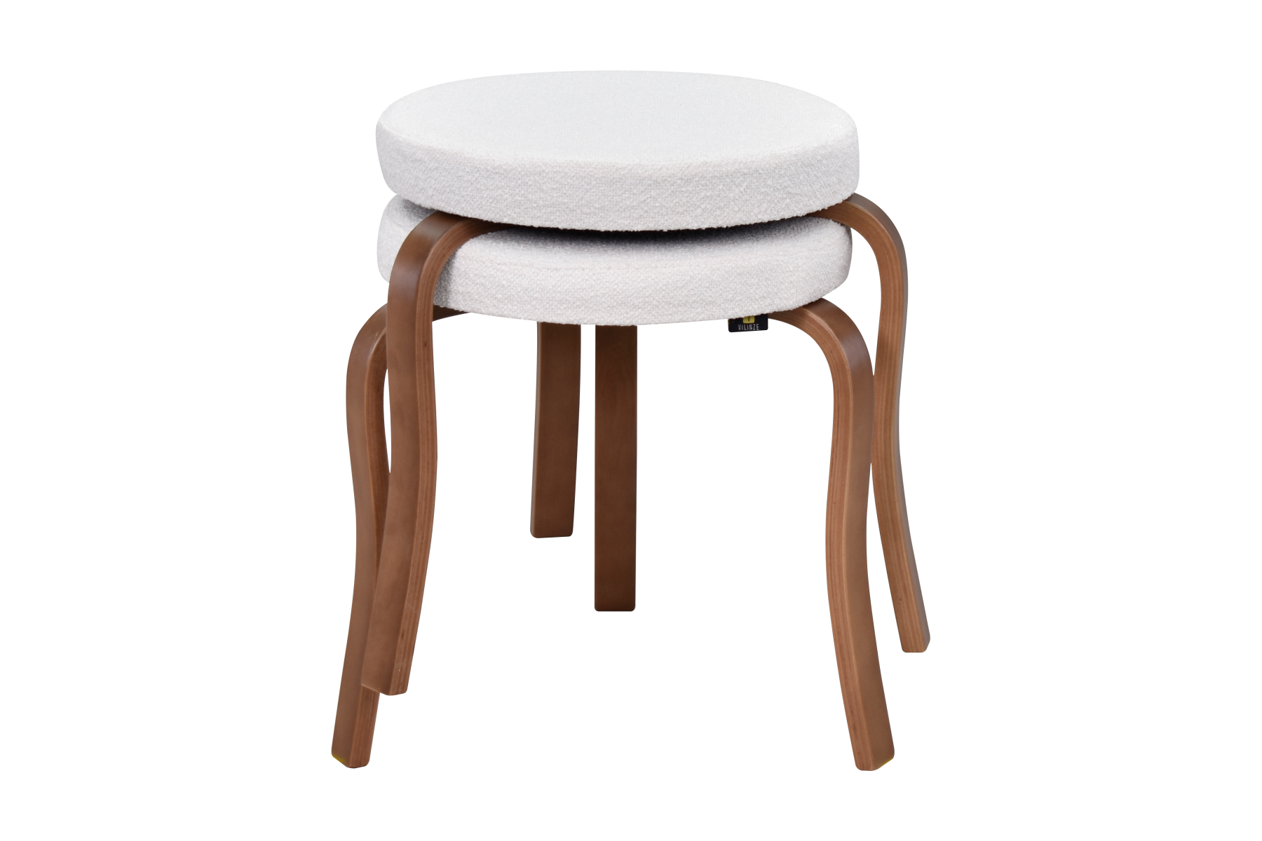 Ege Teddy Kestane Ahşap Ayak İstiflenebilir Mutfak-Balkon Taburesi Beyaz - 2 Adet