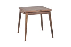 Vilinze Avanos Ahşap Katlanır Kanatlı Mdf Mutfak Masası - 70x70+70 (70x140) cm Ceviz - Ceviz