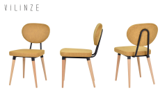 Vilinze Akdeniz Ahşap Naturel Ayak Sandalye Sarı