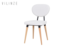 Akdeniz Ahşap Naturel Ayak Sandalye Teddy Beyaz