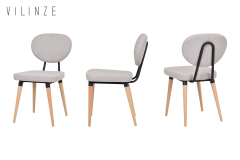 Akdeniz Ahşap Naturel Ayak Sandalye Teddy Bej