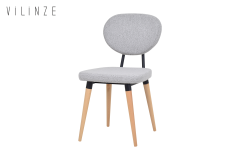 Akdeniz Ahşap Naturel Ayak Sandalye Teddy Açık Gri