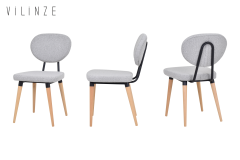 Akdeniz Ahşap Naturel Ayak Sandalye Teddy Açık Gri