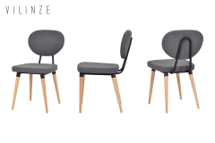 Akdeniz Ahşap Naturel Ayak Sandalye Teddy Gri