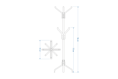 Vilinze Vesti Ahşap Ayaklı Portmanto Elbise Askılığı Kestane - 8 Kollu