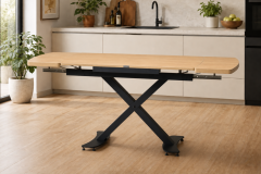 Havza Metal Ayaklı Açılabilir Mdf Mutfak Masası - 80x120+60 (80x180) cm Naturel