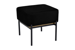 Ege Fonksiyonel Siyah Ayak Sehpalı Kare Siyah Puf