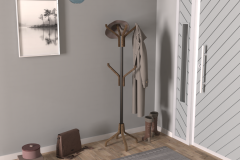 Vilinze Vesti Ahşap Ayaklı Siyah Metal Portmanto Elbise Askılığı